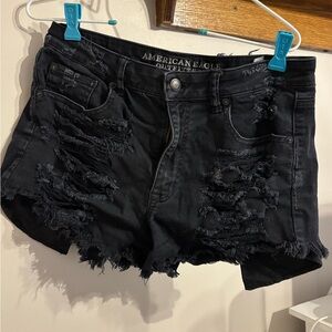 American Eagle Outfitters Black Ripped Jean Shorts